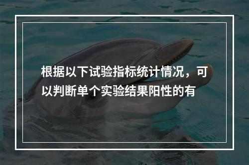 根据以下试验指标统计情况，可以判断单个实验结果阳性的有