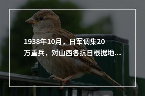 1938年10月，日军调集20万重兵，对山西各抗日根据地进