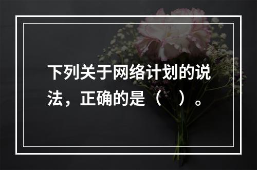 下列关于网络计划的说法，正确的是（　）。