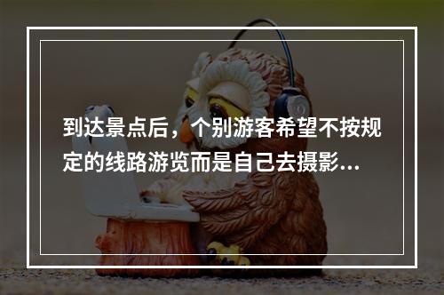 到达景点后，个别游客希望不按规定的线路游览而是自己去摄影，