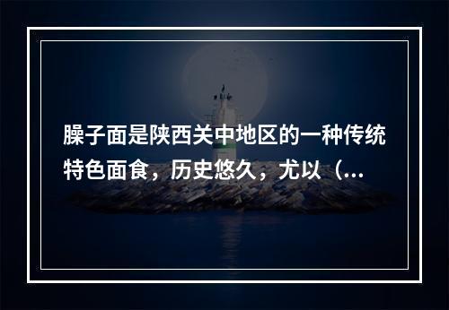 臊子面是陕西关中地区的一种传统特色面食，历史悠久，尤以（　