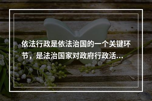 依法行政是依法治国的一个关键环节，是法治国家对政府行政活动