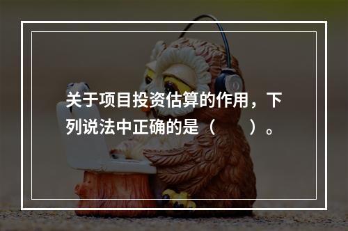 关于项目投资估算的作用，下列说法中正确的是（　　）。