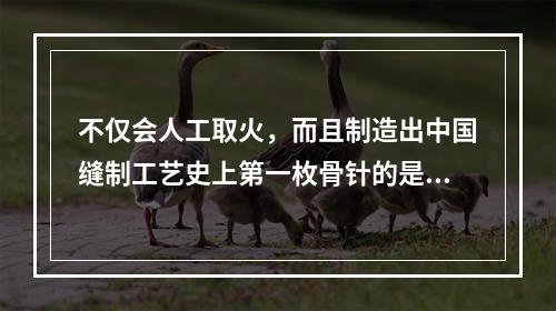 不仅会人工取火，而且制造出中国缝制工艺史上第一枚骨针的是（