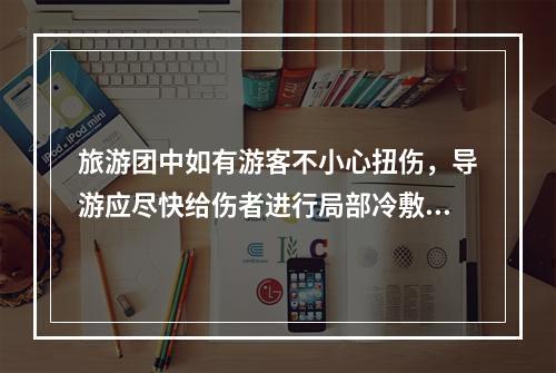 旅游团中如有游客不小心扭伤，导游应尽快给伤者进行局部冷敷，