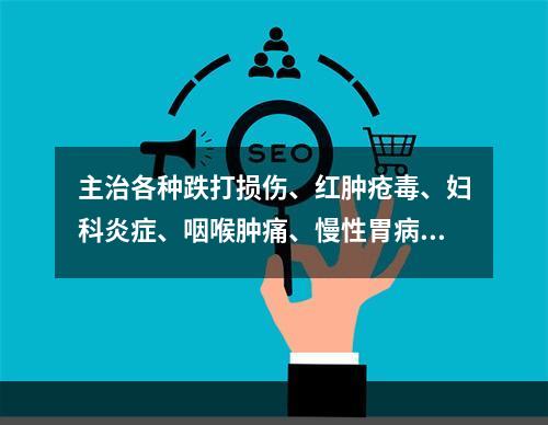 主治各种跌打损伤、红肿疮毒、妇科炎症、咽喉肿痛、慢性胃病的