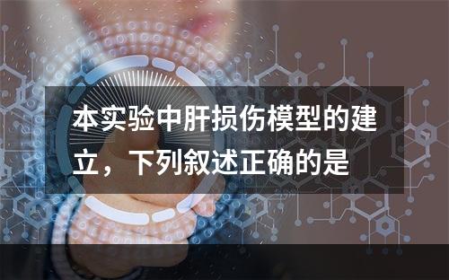 本实验中肝损伤模型的建立，下列叙述正确的是