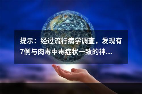 提示：经过流行病学调查，发现有7例与肉毒中毒症状一致的神经症