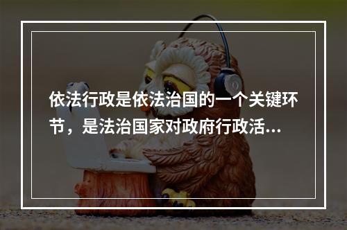 依法行政是依法治国的一个关键环节，是法治国家对政府行政活动