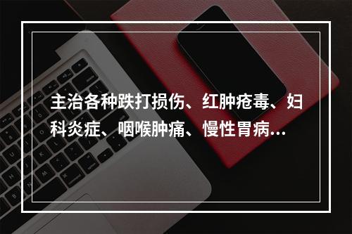 主治各种跌打损伤、红肿疮毒、妇科炎症、咽喉肿痛、慢性胃病的