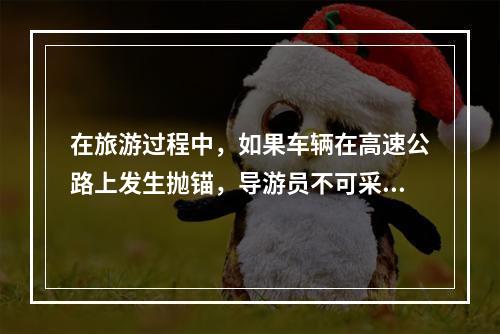 在旅游过程中，如果车辆在高速公路上发生抛锚，导游员不可采取