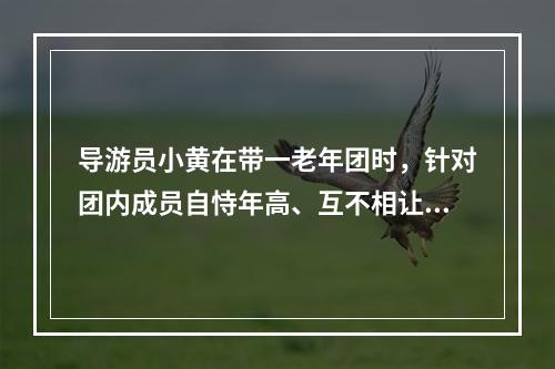 导游员小黄在带一老年团时，针对团内成员自恃年高、互不相让的