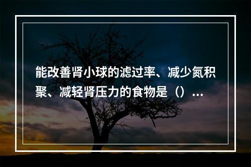 能改善肾小球的滤过率、减少氮积聚、减轻肾压力的食物是（）。