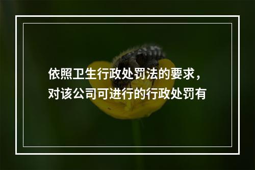 依照卫生行政处罚法的要求，对该公司可进行的行政处罚有