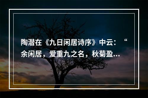 陶潜在《九日闲居诗序》中云：“余闲居，爱重九之名，秋菊盈园