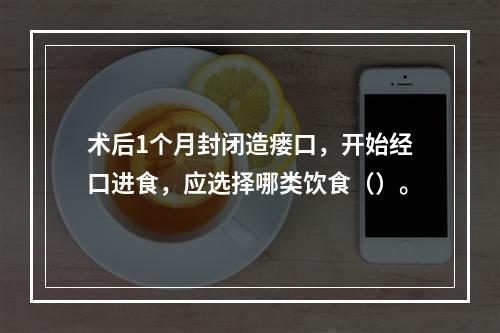 术后1个月封闭造瘘口，开始经口进食，应选择哪类饮食（）。