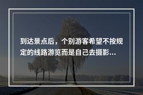 到达景点后，个别游客希望不按规定的线路游览而是自己去摄影，