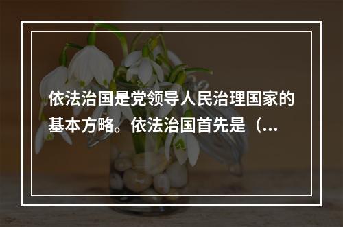 依法治国是党领导人民治理国家的基本方略。依法治国首先是（　