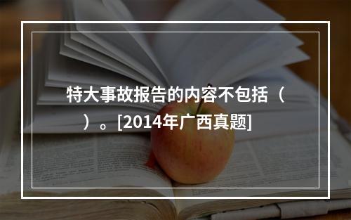 特大事故报告的内容不包括（　　）。[2014年广西真题]