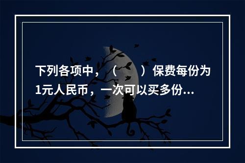 下列各项中，（　　）保费每份为1元人民币，一次可以买多份。[