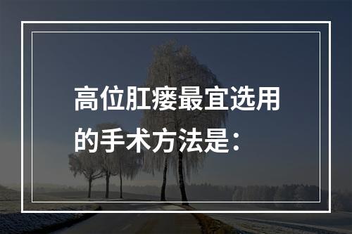 高位肛瘘最宜选用的手术方法是：