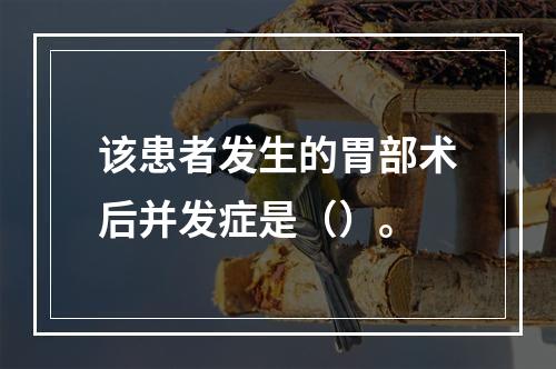 该患者发生的胃部术后并发症是（）。