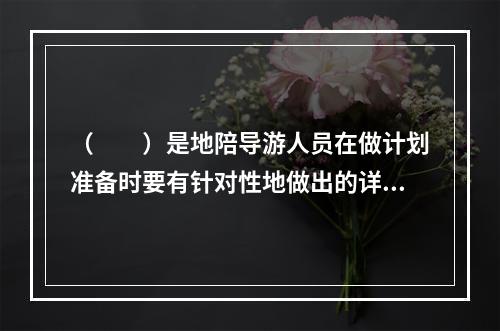 （　　）是地陪导游人员在做计划准备时要有针对性地做出的详细