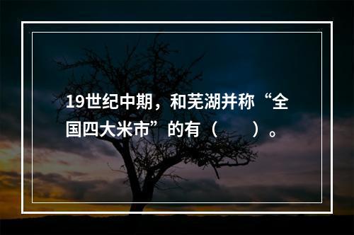 19世纪中期，和芜湖并称“全国四大米市”的有（　　）。