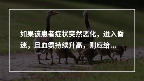 如果该患者症状突然恶化，进入昏迷，且血氨持续升高，则应给予（