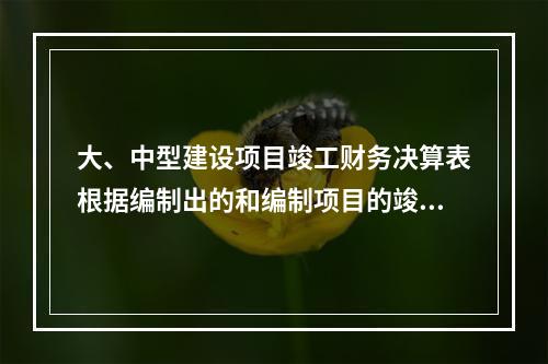 大、中型建设项目竣工财务决算表根据编制出的和编制项目的竣工财