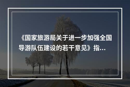 《国家旅游局关于进一步加强全国导游队伍建设的若干意见》指出