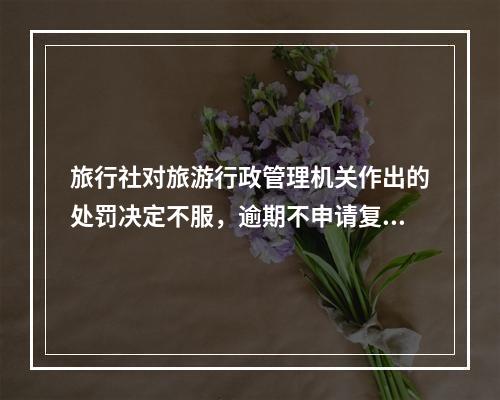 旅行社对旅游行政管理机关作出的处罚决定不服，逾期不申请复议