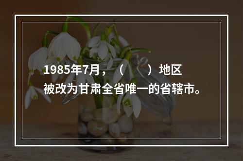 1985年7月，（　　）地区被改为甘肃全省唯一的省辖市。