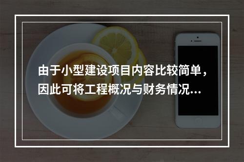 由于小型建设项目内容比较简单，因此可将工程概况与财务情况合并