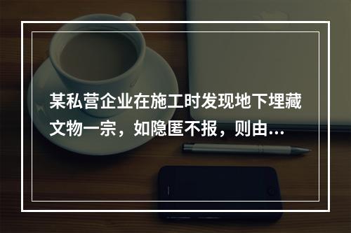 某私营企业在施工时发现地下埋藏文物一宗，如隐匿不报，则由（