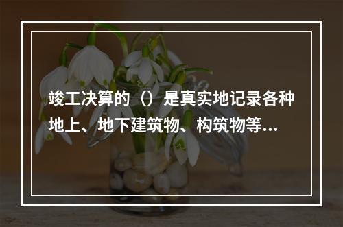 竣工决算的（）是真实地记录各种地上、地下建筑物、构筑物等情况