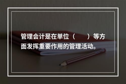 管理会计是在单位（　　）等方面发挥重要作用的管理活动。