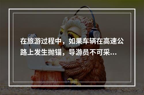 在旅游过程中，如果车辆在高速公路上发生抛锚，导游员不可采取