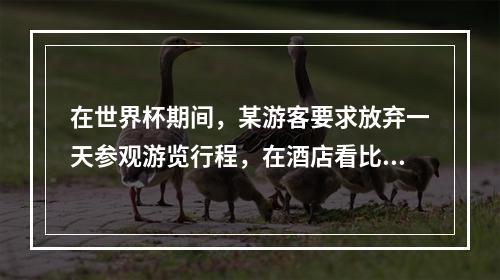 在世界杯期间，某游客要求放弃一天参观游览行程，在酒店看比赛