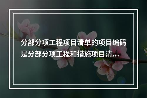 分部分项工程项目清单的项目编码是分部分项工程和措施项目清单名