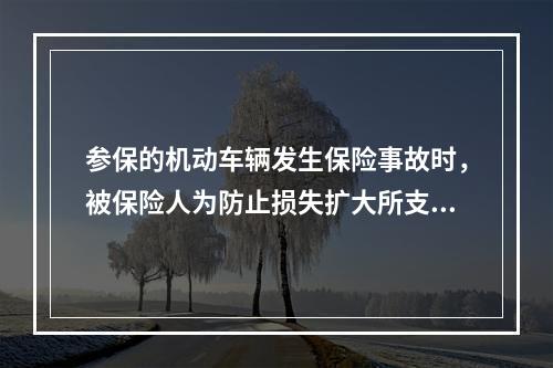 参保的机动车辆发生保险事故时，被保险人为防止损失扩大所支付的