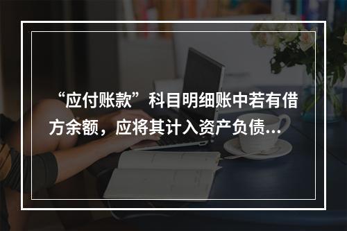 “应付账款”科目明细账中若有借方余额，应将其计入资产负债表中