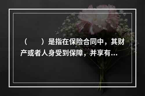 （　　）是指在保险合同中，其财产或者人身受到保障，并享有保险