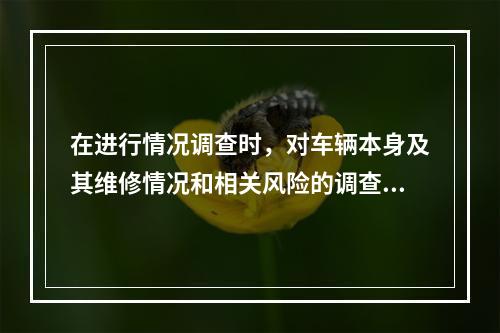 在进行情况调查时，对车辆本身及其维修情况和相关风险的调查内容