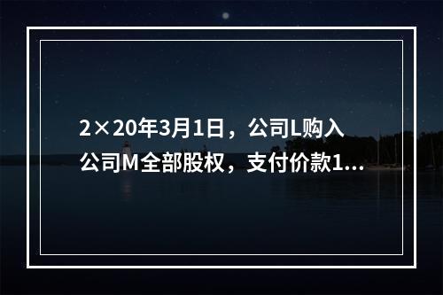 2×20年3月1日，公司L购入公司M全部股权，支付价款160