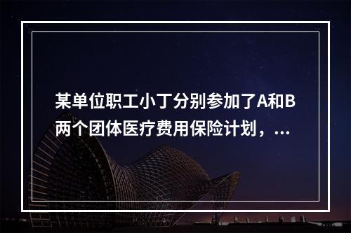 某单位职工小丁分别参加了A和B两个团体医疗费用保险计划，这两