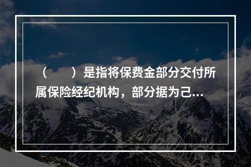 （　　）是指将保费金部分交付所属保险经纪机构，部分据为己有的