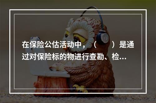 在保险公估活动中，（　　）是通过对保险标的物进行查勘、检验和