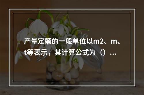 产量定额的一般单位以m2、m、t等表示，其计算公式为（）。