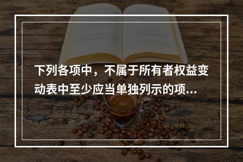 下列各项中，不属于所有者权益变动表中至少应当单独列示的项目是